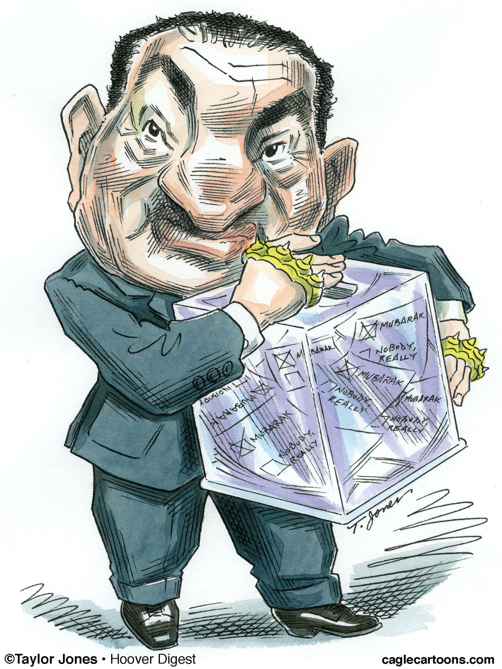Hosni Mubarak holds tight - COLOR
