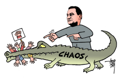 MUBARAK CREATING CHAOS by Arend Van Dam