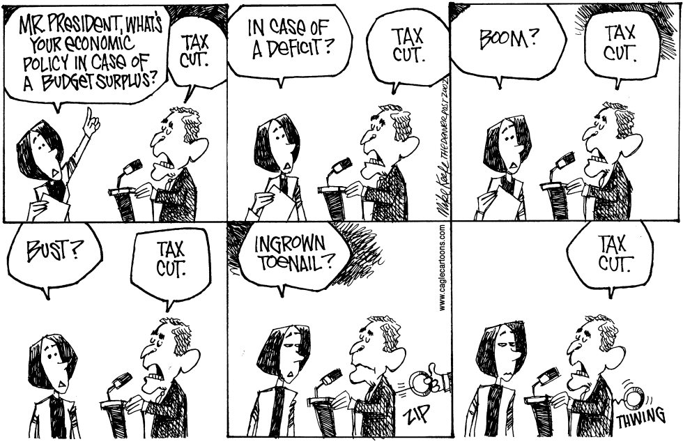  BUSH TAX CUTS by Mike Keefe