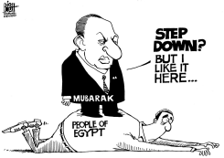 STEP DOWN, MUBARAK, B/W by Randy Bish