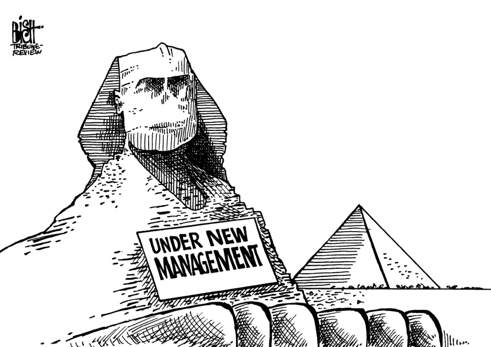 MUBARAK STEPS DOWN, B/W