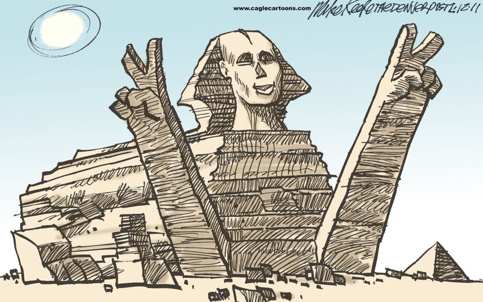  MUBARAK RESIGNS by Mike Keefe