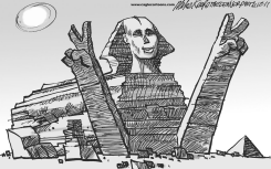 MUBARAK RESIGNS by Mike Keefe