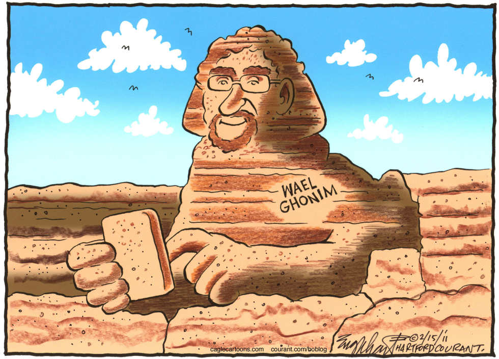  EGYPTIAN GOOGLE HERO WAEL GHONIM  by Bob Englehart