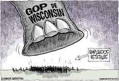 EL GOP DE WISCONSION PISOTEA A EMPLEADOS ESTATALES /  by Monte Wolverton
