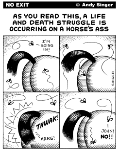 HORSE ASS STRUGGLE by Andy Singer