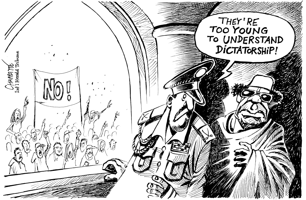  QADDAFI CHALLENGED by Patrick Chappatte