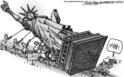 KHADAFY PINNED by Mike Keefe