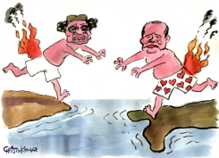 GADHAFI AND BERLUSCONI -  by Christo Komarnitski