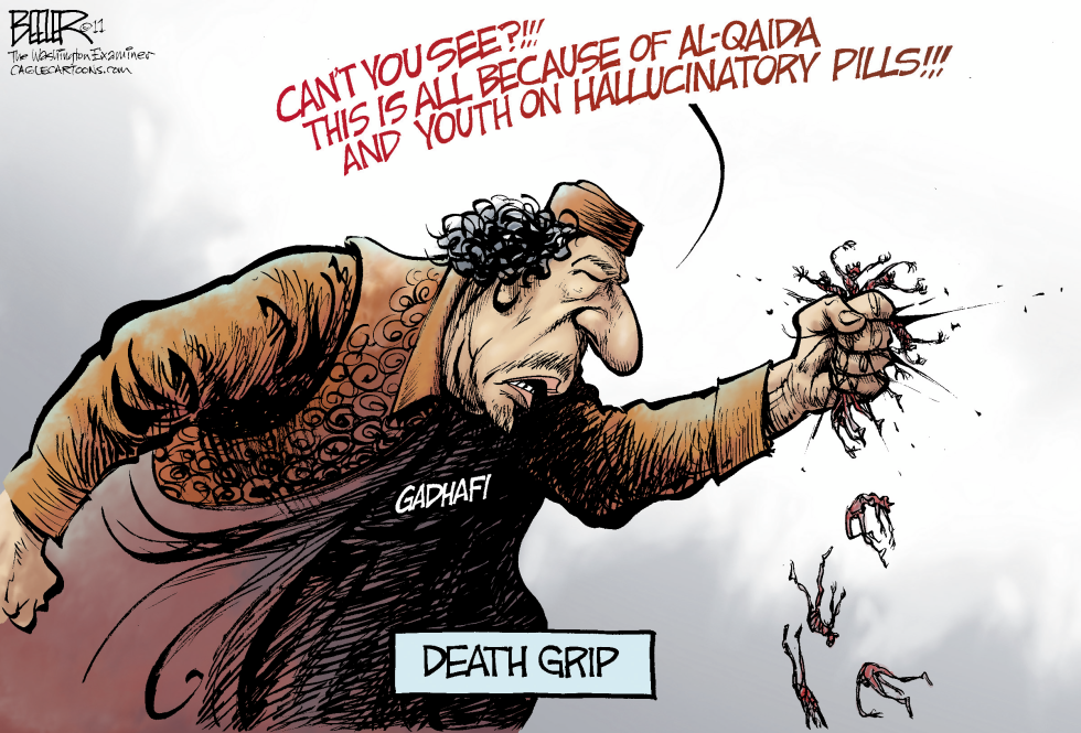  GRIP OF GADHAFI by Nate Beeler