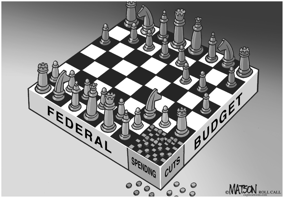 Federal Budget Cuts Chess and Checkers Board