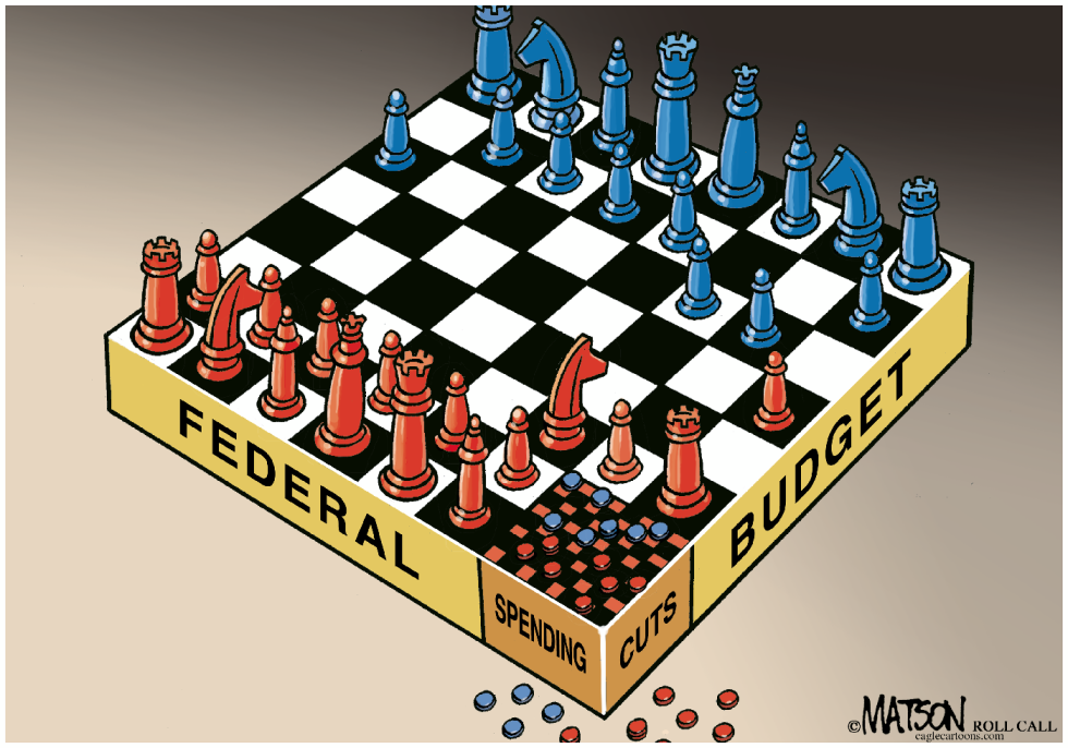 Federal Budget Cuts Chess and Checkers Board-COLOR