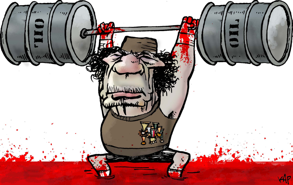 Khadafi Shows His Strength Color