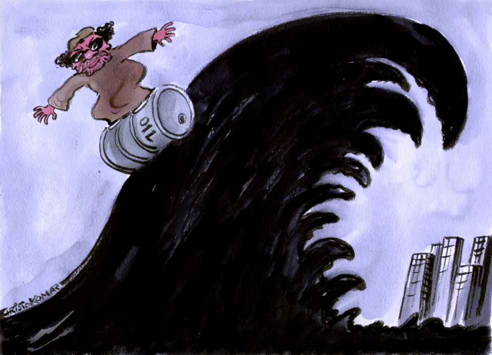 Gadhafi and oil tsunami - COLOR