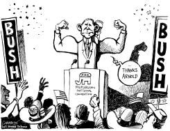 SCHWARZENEGGER ROCKS REPUBLICAN CONVENTION by Patrick Chappatte
