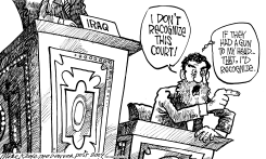 SADDAM IN COURT by Mike Keefe