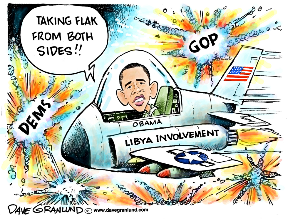  OBAMA AND LIBYA FLAK by Dave Granlund