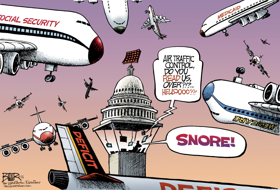  ASLEEP IN THE CONTROL TOWER by Nate Beeler