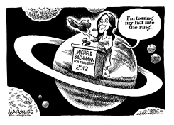 MICHELE BACHMANN TOSSES HER HAT INTO THE RING by Jimmy Margulies
