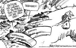 SHAREHOLDERS BEACHED by Mike Keefe
