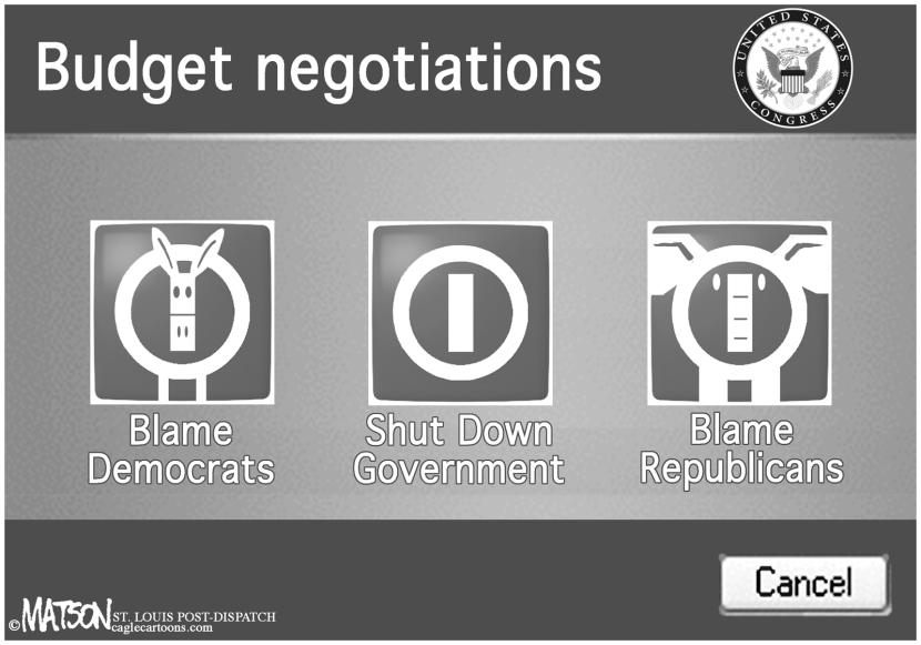 Government Shut Down Buttons