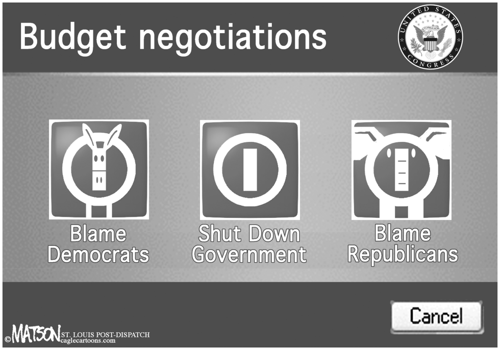  GOVERNMENT SHUT DOWN BUTTONS by RJ Matson