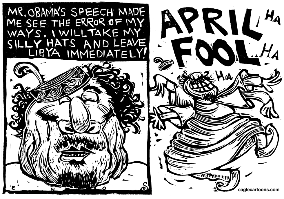 Gaddafi Steps Down April Fool