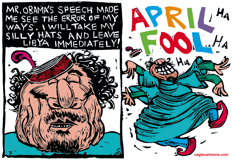 Gaddafi Steps Down April Fool Color