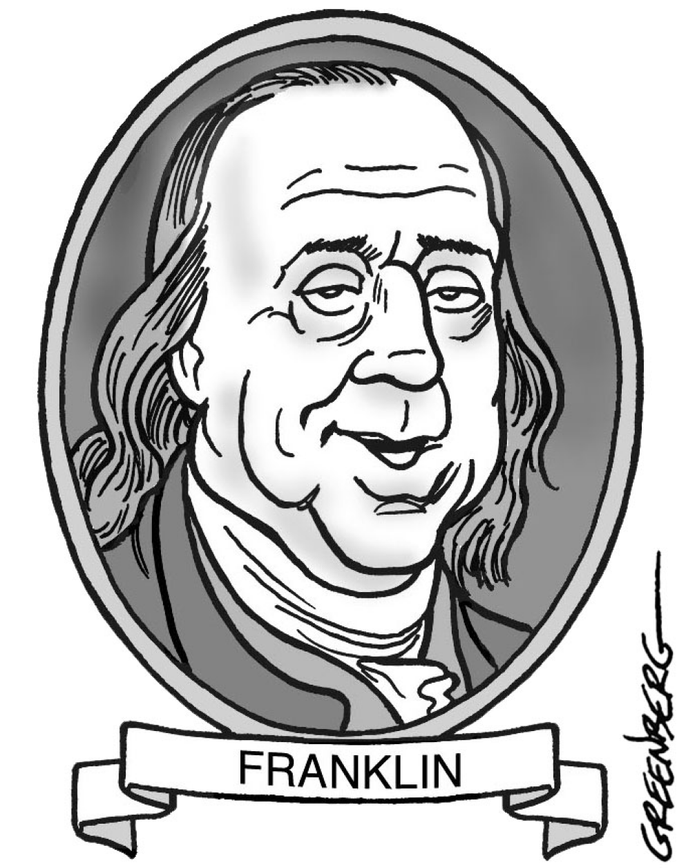 Benjamin Franklin caricature bw