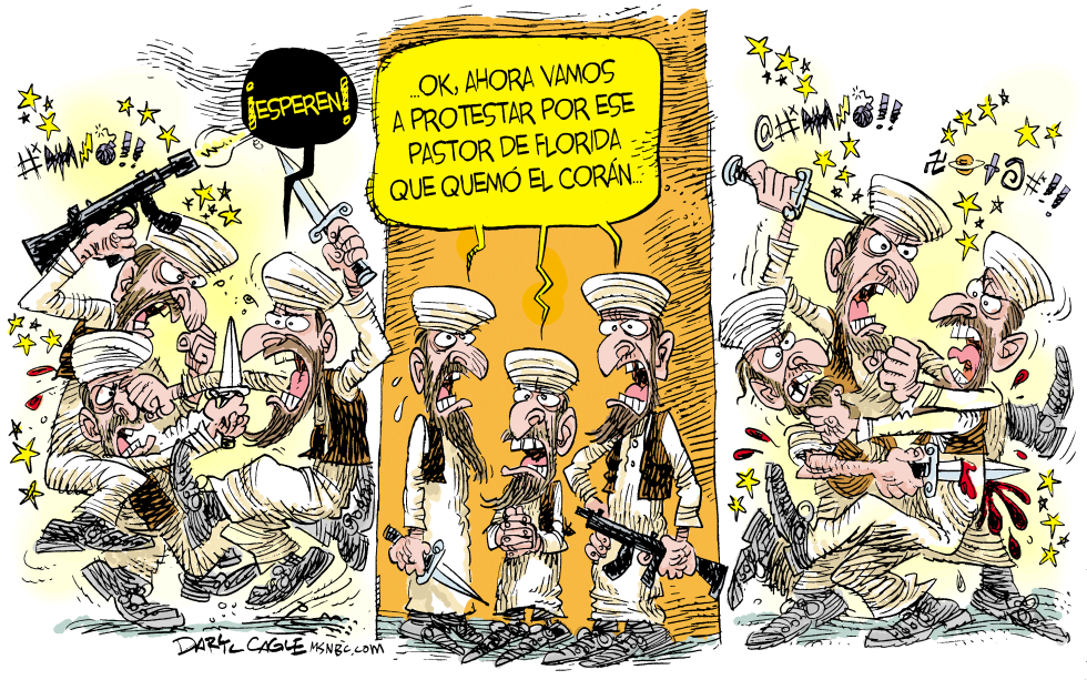  PROTESTAS POR QUEMA DEL CORAN  by Daryl Cagle