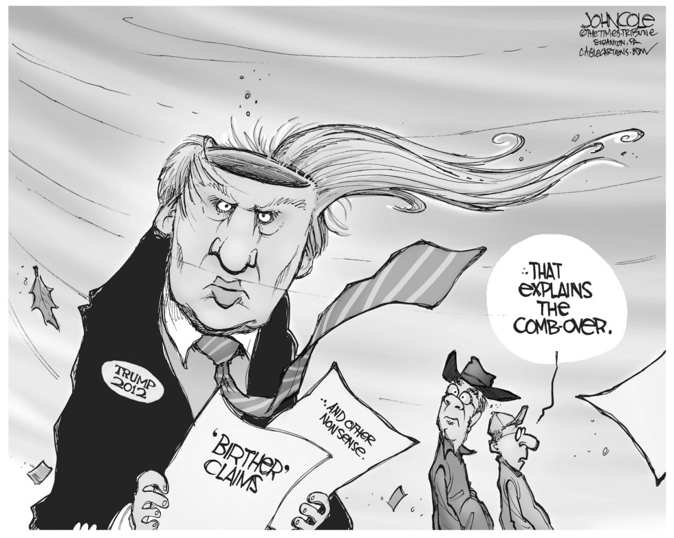 Trump comb-over BW
