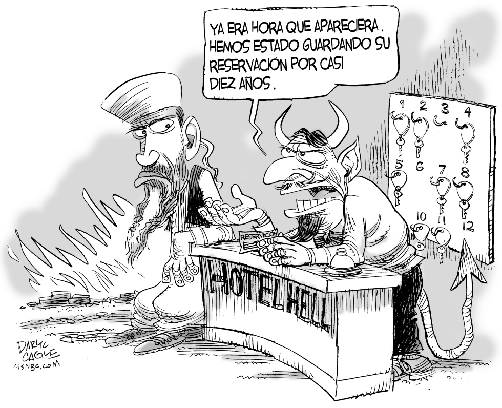  OSAMA EN EL HOTEL HELL DEL INFIERNO by Daryl Cagle