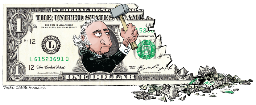 Chip Away at the Dollar Color by Daryl Cagle