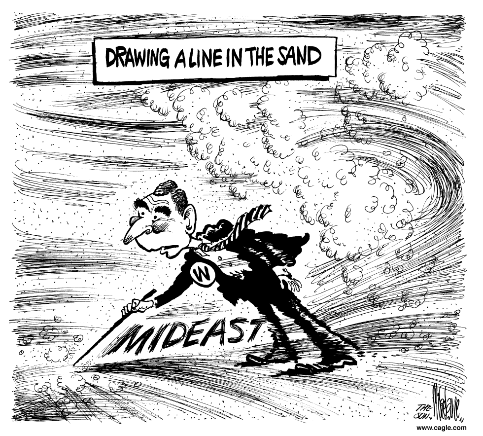  BUSH DRAWS LINE IN SAND by Mike Lane