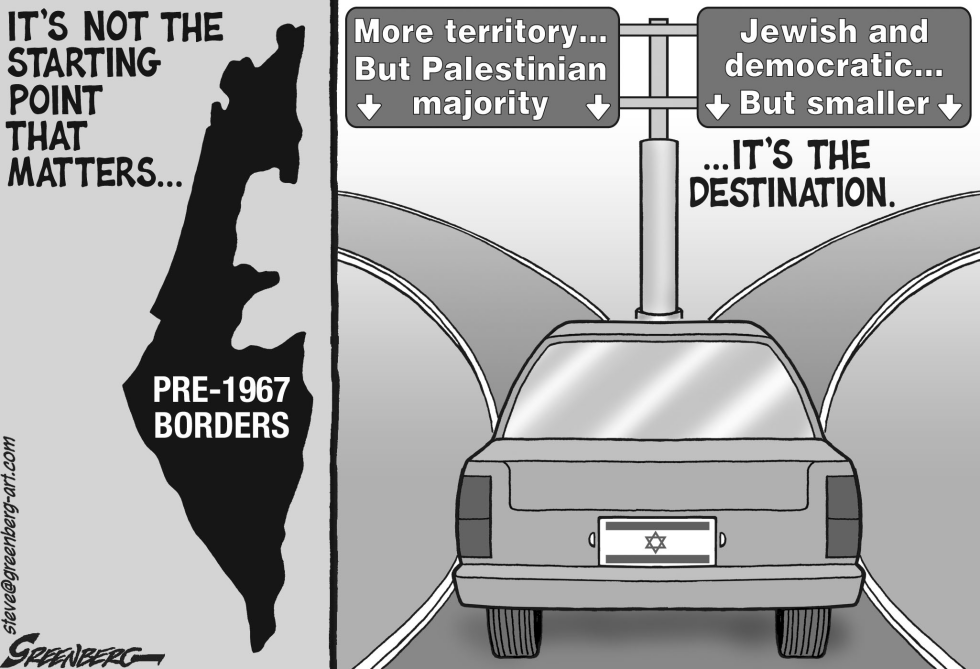 Israel 1967 borders bw