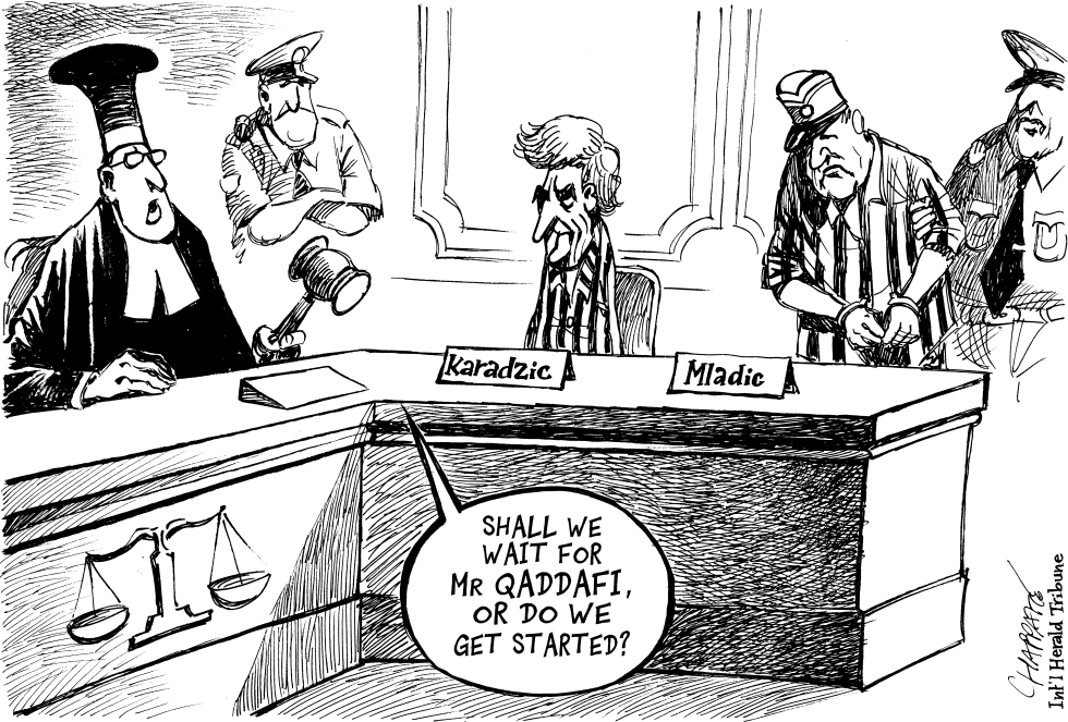  MLADIC AT THE HAGUE by Patrick Chappatte