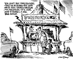 SANE AND SAFE JULY FOURTH - LINE by Jim Day