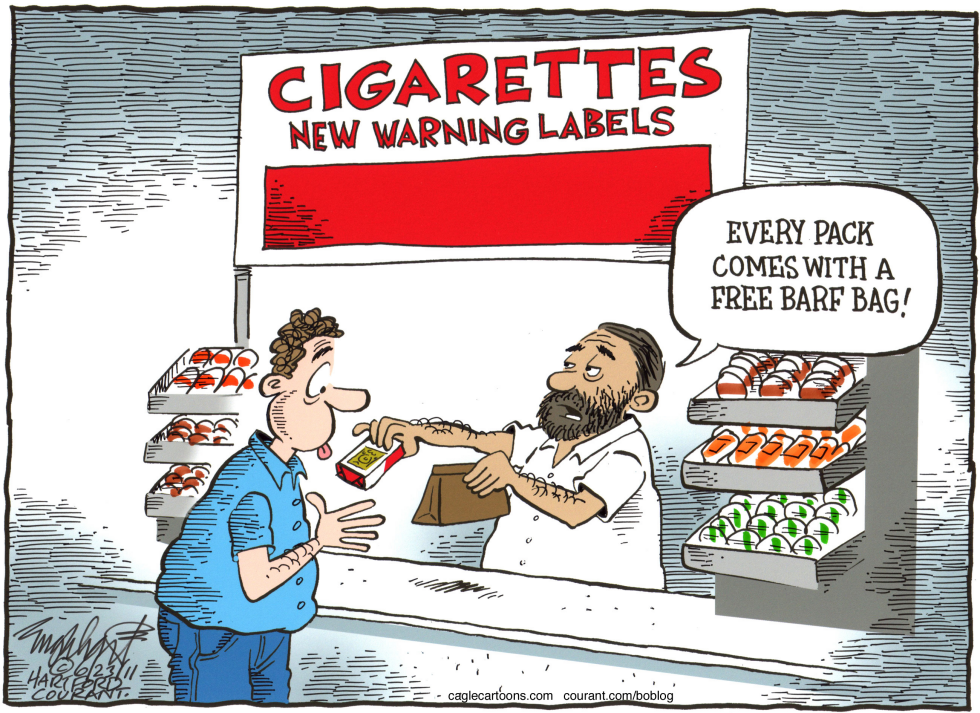  NEW CIGARETTE WARNINGS by Bob Englehart