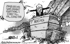 MURDOCH ON HACKING  by Mike Keefe