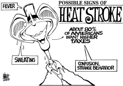 THE HEAT GETS TO OBAMA, B/W by Randy Bish
