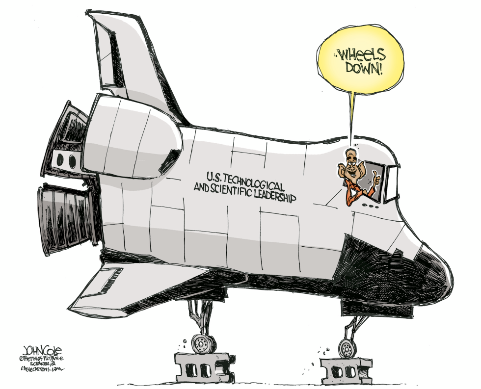 Obama and space shuttle COLOR