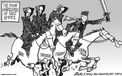 FOUR HORSEMEN  by Mike Keefe
