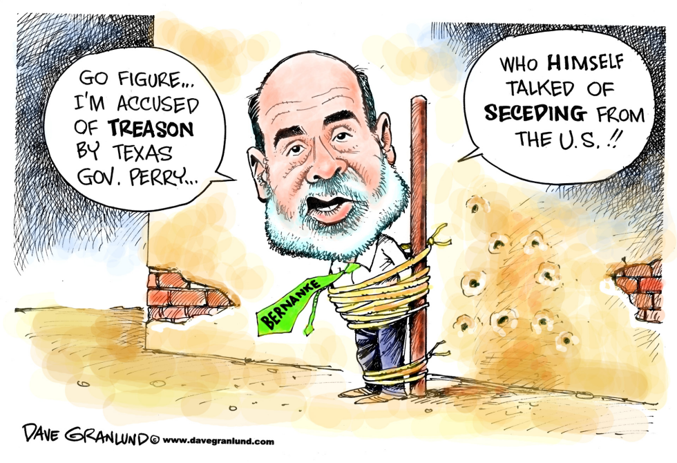  BEN BERNANKE VS RICK PERRY by Dave Granlund