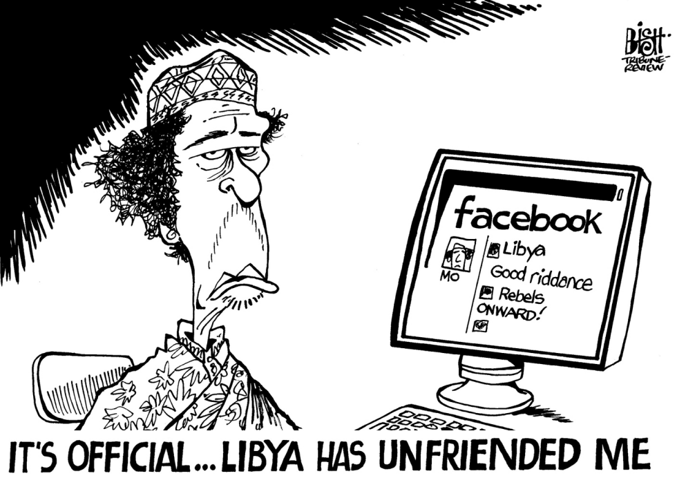 GADHAFI UNFRIENDED, B/W