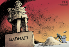 CRUMBLING GADHAFI  by Nate Beeler