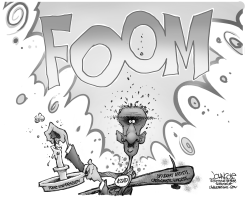 ASSAD GETS BURNED BW by John Cole