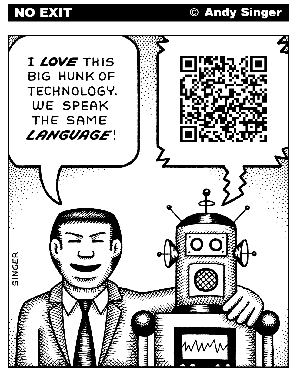 QR Code Robot and Man