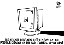 INTERNET AND THE POSTAL SERVICE, B/W by Randy Bish