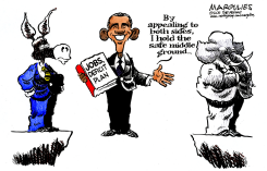 OBAMA HOLDS THE MIDDLE GROUND by Jimmy Margulies