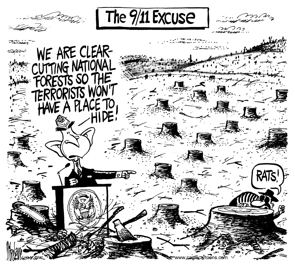  BUSH CLEAR CUTS TERRORISTS by Mike Lane